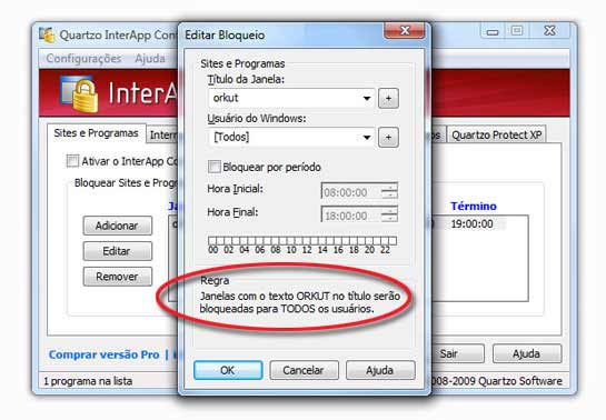 campo explica regras Tutorial InterApp Control Freeware | Básico